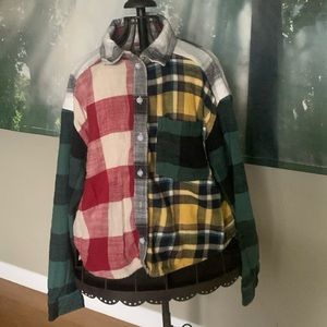 American eagle patchwork button down size small crop shirt